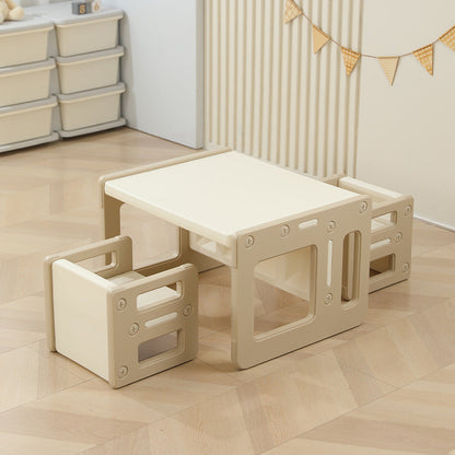 Contemporary Nordic Rectangular Hollow PE Kids Desk & Chair Set For Home Office