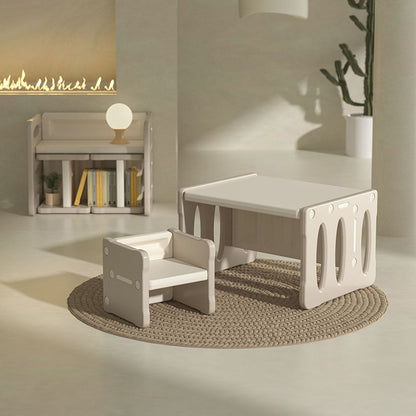 Contemporary Nordic Rectangular Hollow PE Kids Desk & Chair Set For Home Office