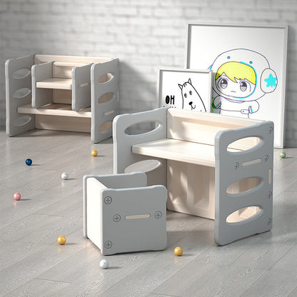 Contemporary Nordic Rectangular Hollow PE Kids Desk & Chair Set For Home Office
