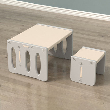 Contemporary Nordic Rectangular Hollow PE Kids Desk & Chair Set For Home Office