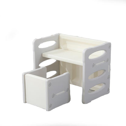 Contemporary Nordic Rectangular Hollow PE Kids Desk & Chair Set For Home Office