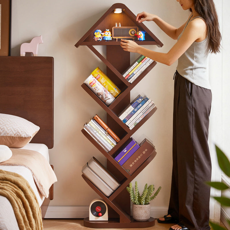 Contemporary Creative Treehouse-Shaped Rubberwood Bookshelves 5/7 Tier For Home Office