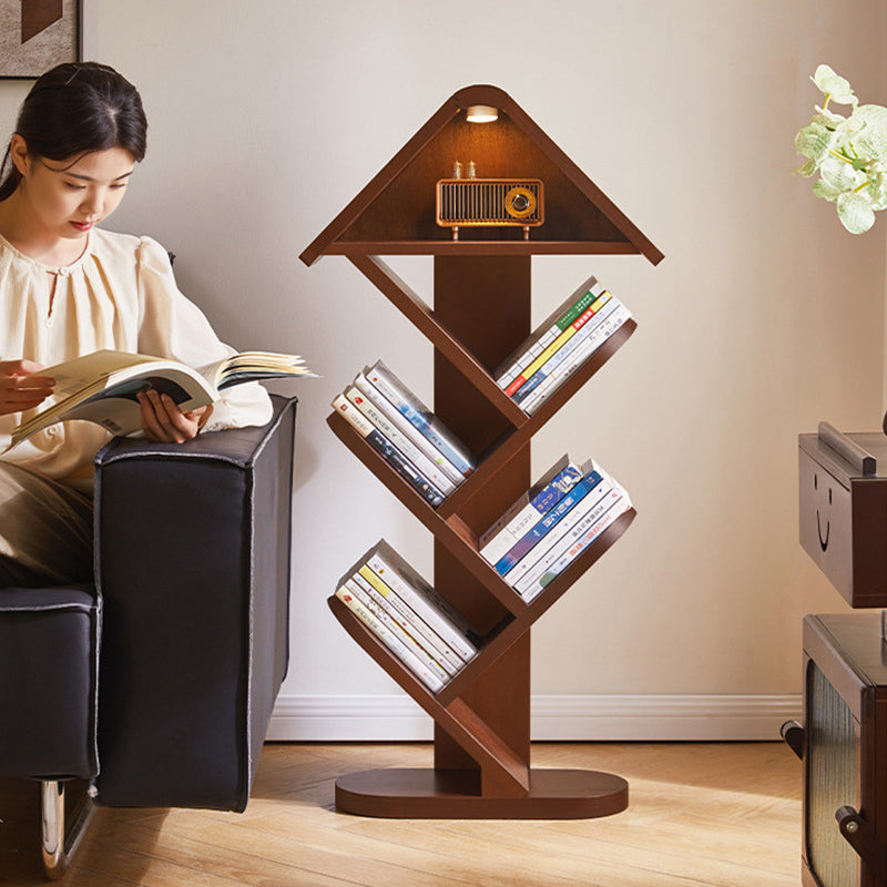 Contemporary Creative Treehouse-Shaped Rubberwood Bookshelves 5/7 Tier For Home Office