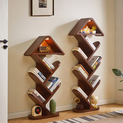 Contemporary Creative Treehouse-Shaped Rubberwood Bookshelves 5/7 Tier For Home Office