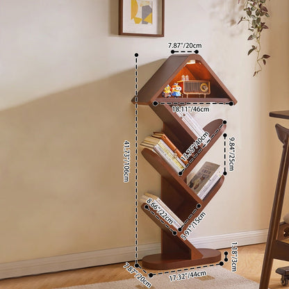 Contemporary Creative Treehouse-Shaped Rubberwood Bookshelves 5/7 Tier For Home Office