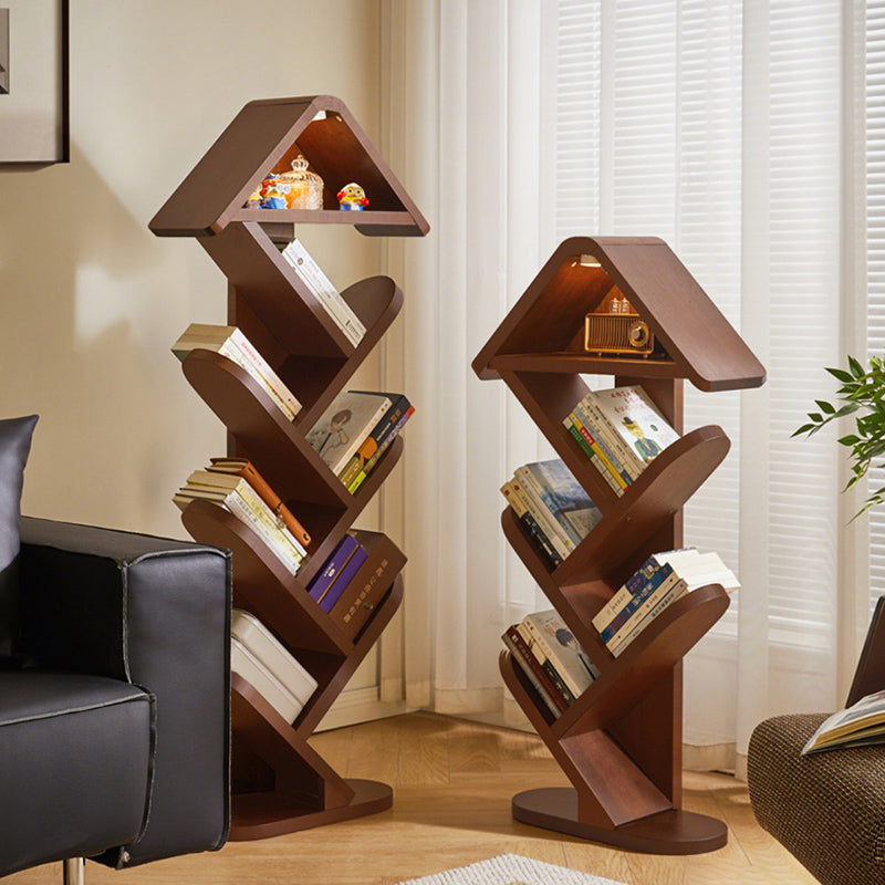 Contemporary Creative Treehouse-Shaped Rubberwood Bookshelves 5/7 Tier For Home Office