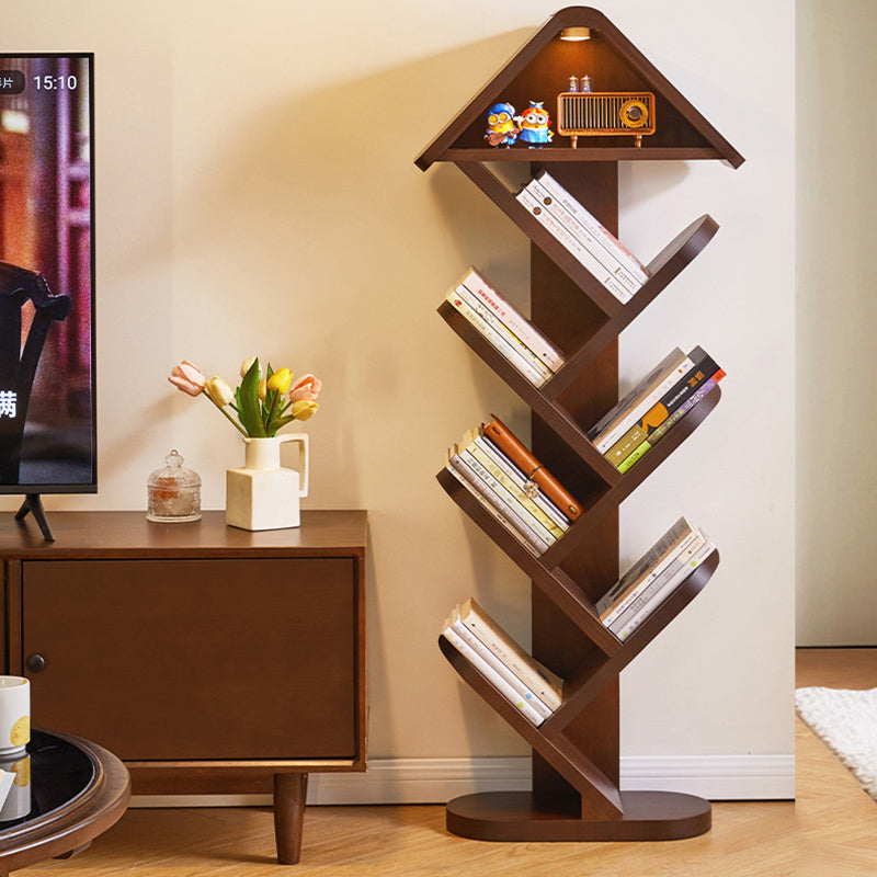 Contemporary Creative Treehouse-Shaped Rubberwood Bookshelves 5/7 Tier For Home Office