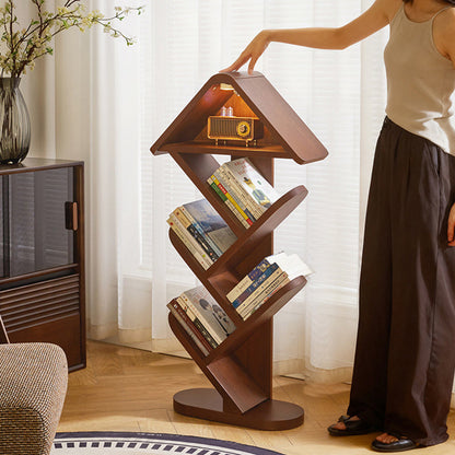 Contemporary Creative Treehouse-Shaped Rubberwood Bookshelves 5/7 Tier For Home Office