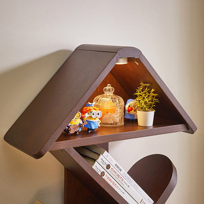 Contemporary Creative Treehouse-Shaped Rubberwood Bookshelves 5/7 Tier For Home Office