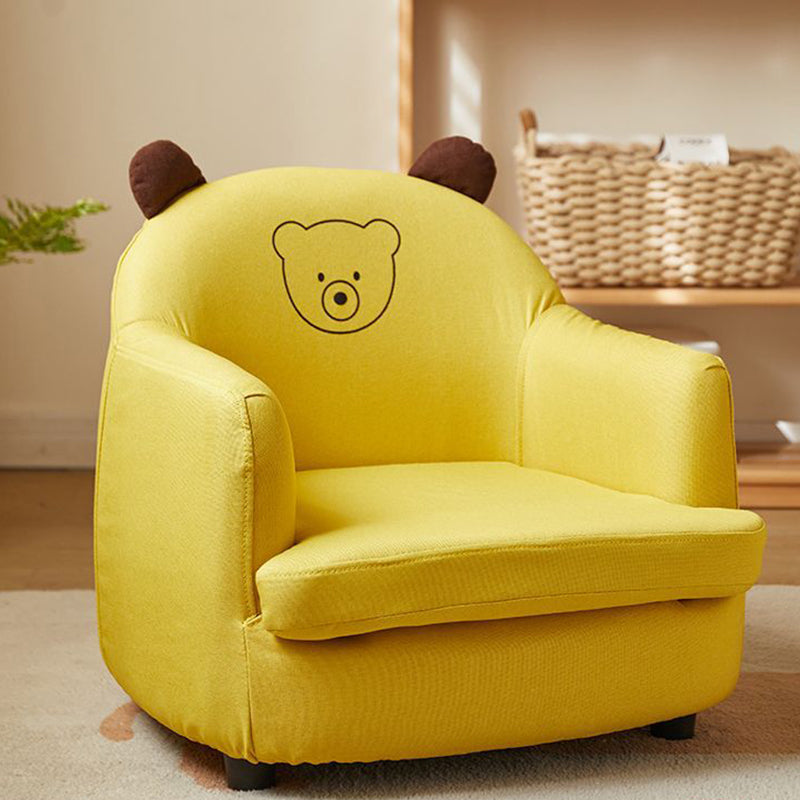 Contemporary Creative Animal-Shaped PU Leather Cotton Linen Solid Wood Accent Chair Backrest Armrest For Living Room