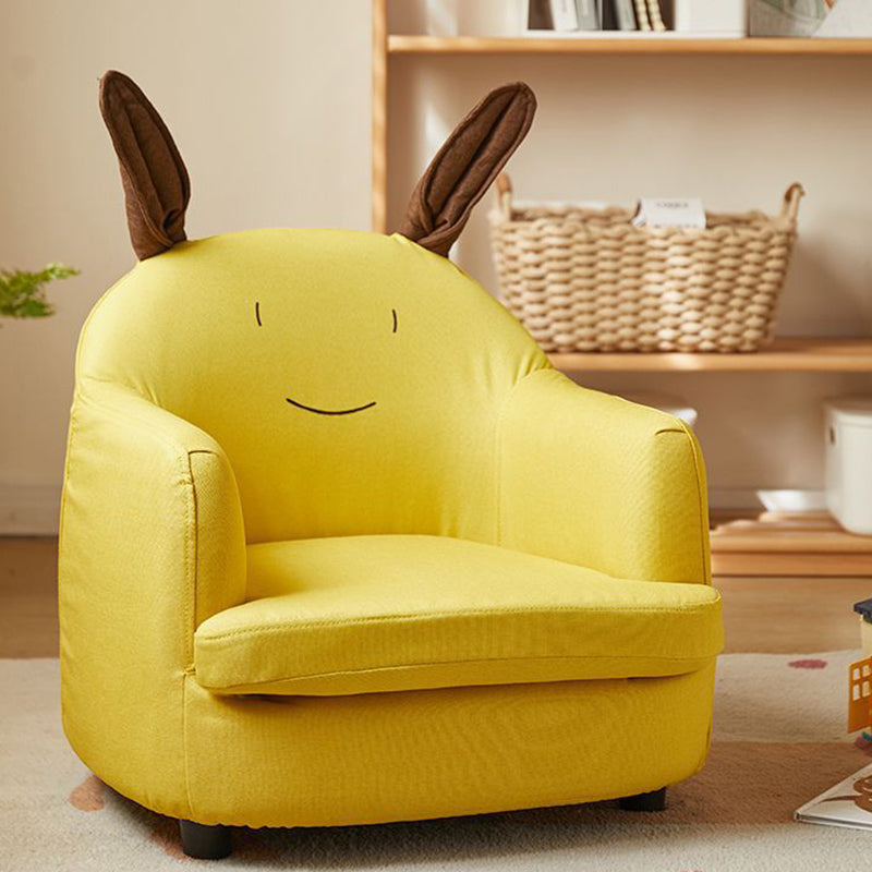 Contemporary Creative Animal-Shaped PU Leather Cotton Linen Solid Wood Accent Chair Backrest Armrest For Living Room