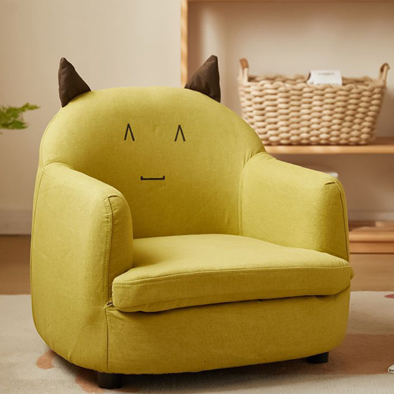 Contemporary Creative Animal-Shaped PU Leather Cotton Linen Solid Wood Accent Chair Backrest Armrest For Living Room