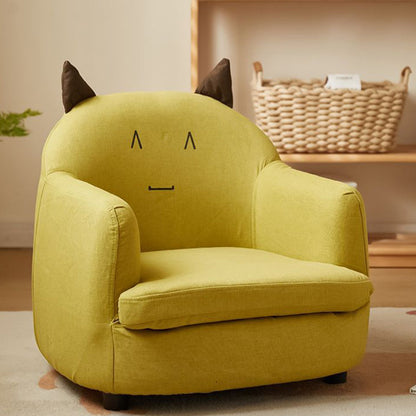 Contemporary Creative Animal-Shaped PU Leather Cotton Linen Solid Wood Accent Chair Backrest Armrest For Living Room