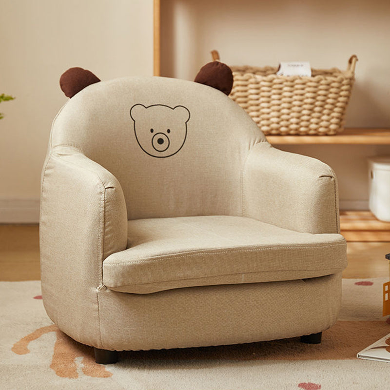 Contemporary Creative Animal-Shaped PU Leather Cotton Linen Solid Wood Accent Chair Backrest Armrest For Living Room