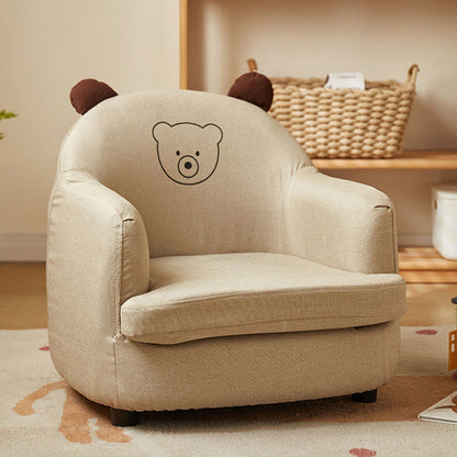 Contemporary Creative Animal-Shaped PU Leather Cotton Linen Solid Wood Accent Chair Backrest Armrest For Living Room