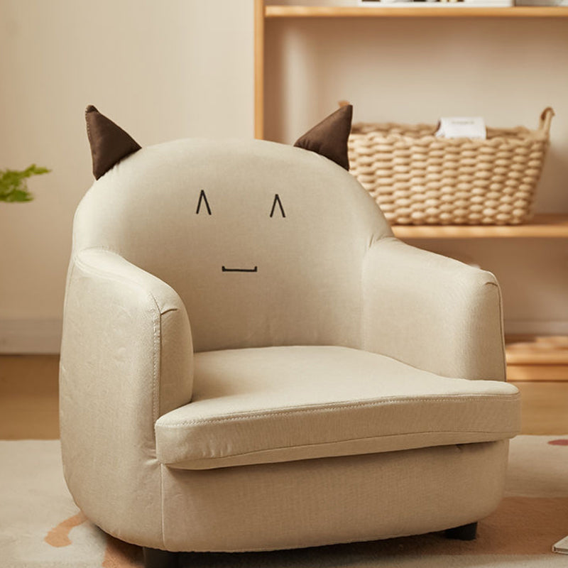Contemporary Creative Animal-Shaped PU Leather Cotton Linen Solid Wood Accent Chair Backrest Armrest For Living Room