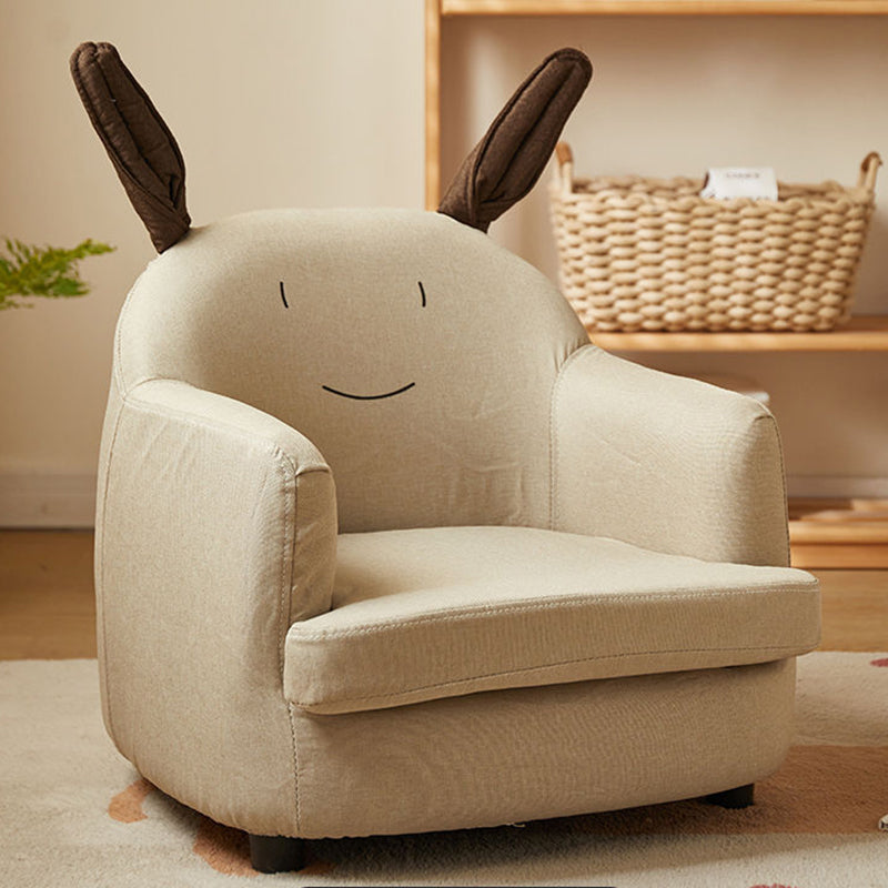 Contemporary Creative Animal-Shaped PU Leather Cotton Linen Solid Wood Accent Chair Backrest Armrest For Living Room