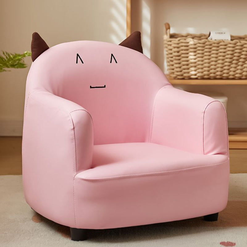 Contemporary Creative Animal-Shaped PU Leather Cotton Linen Solid Wood Accent Chair Backrest Armrest For Living Room