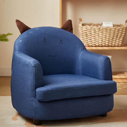 Contemporary Creative Animal-Shaped PU Leather Cotton Linen Solid Wood Accent Chair Backrest Armrest For Living Room