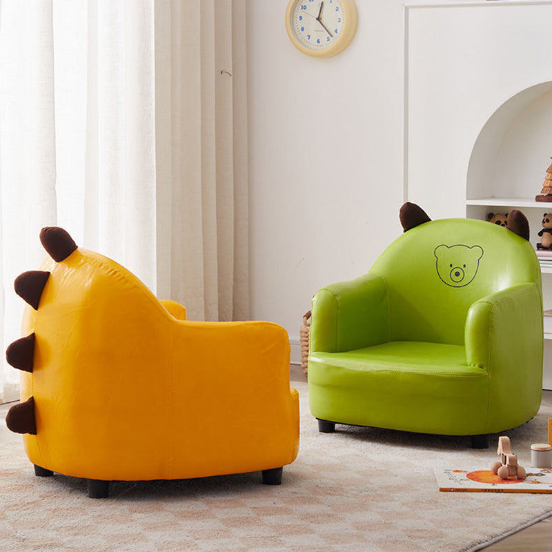 Contemporary Creative Animal-Shaped PU Leather Cotton Linen Solid Wood Accent Chair Backrest Armrest For Living Room