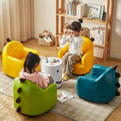 Contemporary Creative Animal-Shaped PU Leather Cotton Linen Solid Wood Accent Chair Backrest Armrest For Living Room