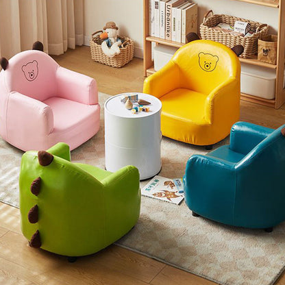 Contemporary Creative Animal-Shaped PU Leather Cotton Linen Solid Wood Accent Chair Backrest Armrest For Living Room
