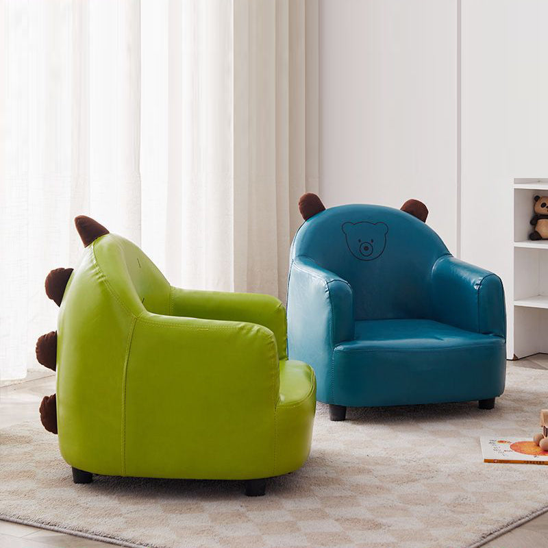 Contemporary Creative Animal-Shaped PU Leather Cotton Linen Solid Wood Accent Chair Backrest Armrest For Living Room