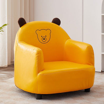 Contemporary Creative Animal-Shaped PU Leather Cotton Linen Solid Wood Accent Chair Backrest Armrest For Living Room