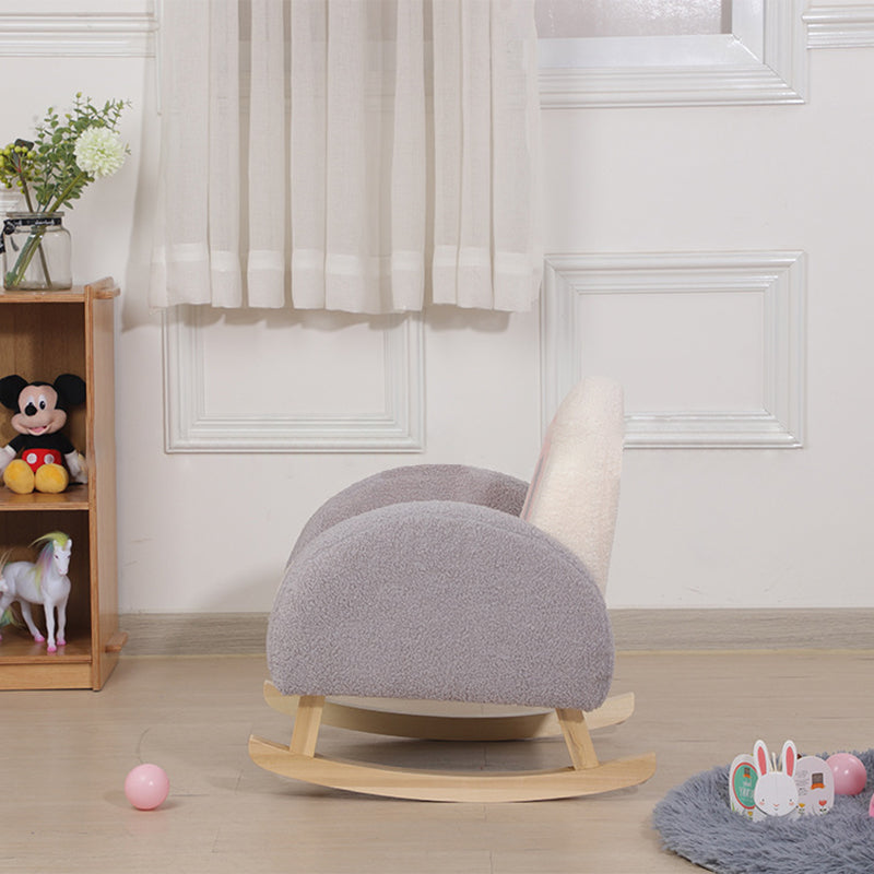 Contemporary Creative Kids Rainbow Teddy Plush Solid Wood Rocking Chair Backrest Armrest For Living Room