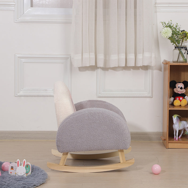 Contemporary Creative Kids Rainbow Teddy Plush Solid Wood Rocking Chair Backrest Armrest For Living Room