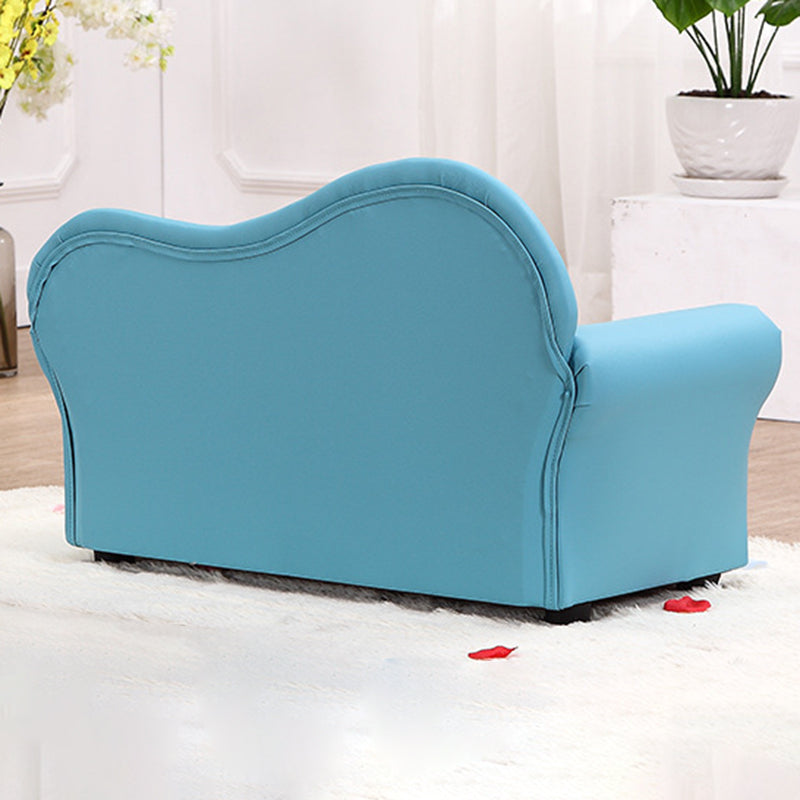 Modern Minimalist Rectangular Curved Solid Wood PU Leather Kids Sofa Backrest Armrest For Living Room