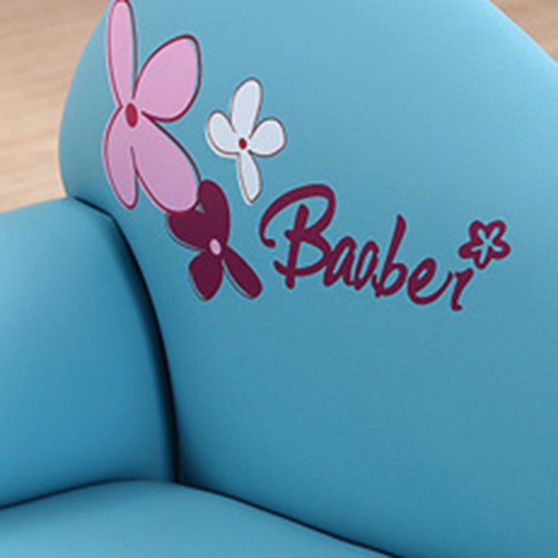 Modern Minimalist Rectangular Curved Solid Wood PU Leather Kids Sofa Backrest Armrest For Living Room