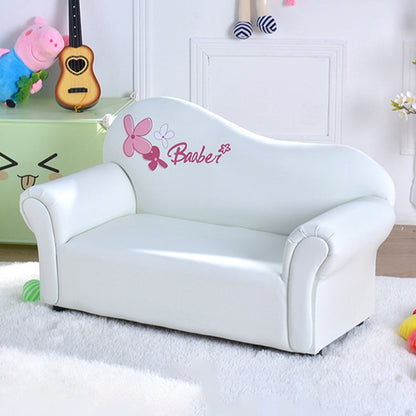 Modern Minimalist Rectangular Curved Solid Wood PU Leather Kids Sofa Backrest Armrest For Living Room