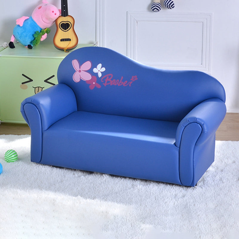 Modern Minimalist Rectangular Curved Solid Wood PU Leather Kids Sofa Backrest Armrest For Living Room
