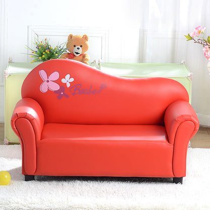 Modern Minimalist Rectangular Curved Solid Wood PU Leather Kids Sofa Backrest Armrest For Living Room