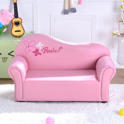 Modern Minimalist Rectangular Curved Solid Wood PU Leather Kids Sofa Backrest Armrest For Living Room