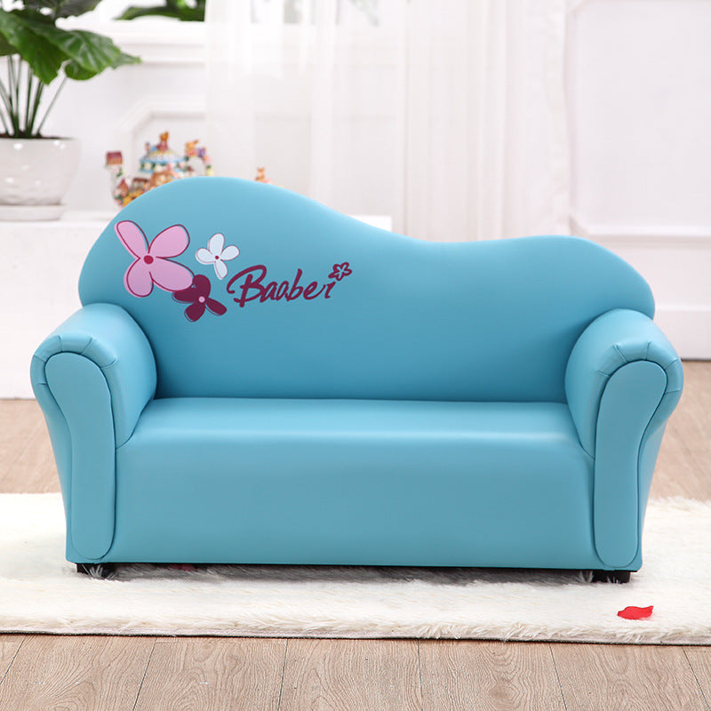 Modern Minimalist Rectangular Curved Solid Wood PU Leather Kids Sofa Backrest Armrest For Living Room