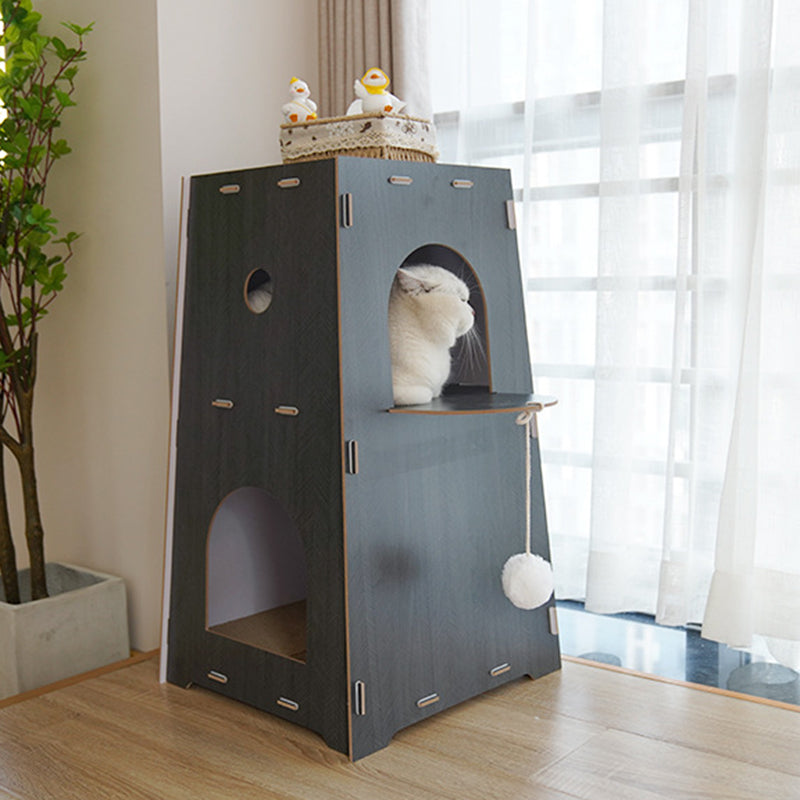 Modern Minimalist Trapezoidal Medium Density Fiberboard Cat Bed 2-Tier For Living Room