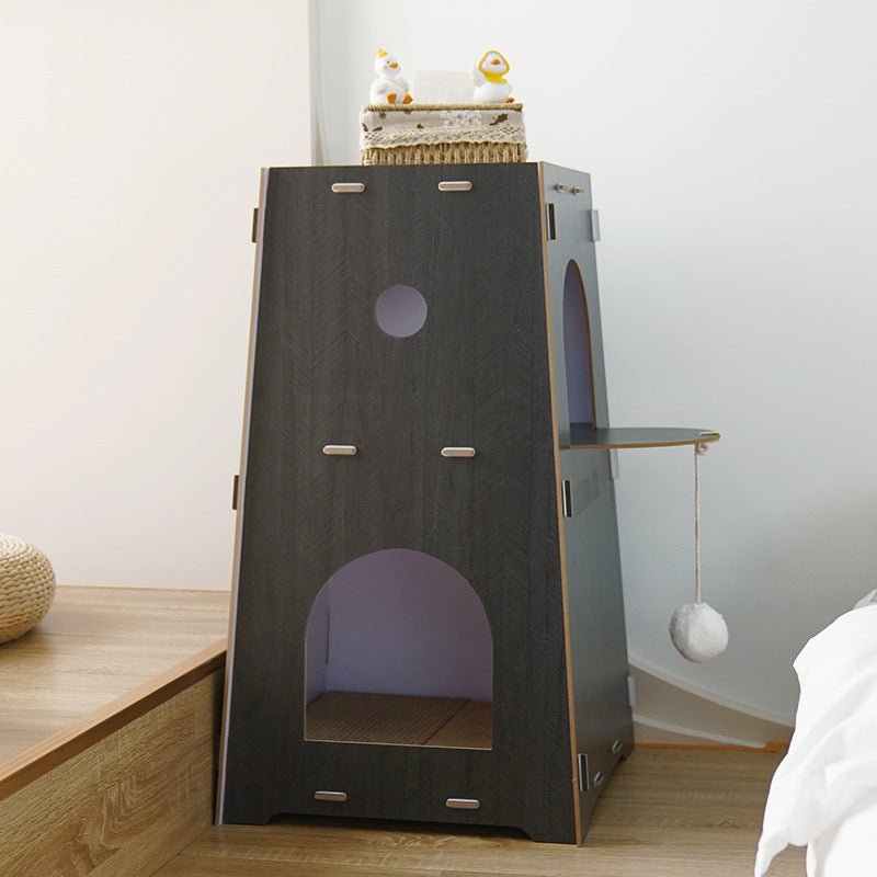 Modern Minimalist Trapezoidal Medium Density Fiberboard Cat Bed 2-Tier For Living Room