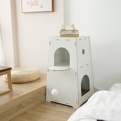 Modern Minimalist Trapezoidal Medium Density Fiberboard Cat Bed 2-Tier For Living Room