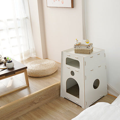 Modern Minimalist Trapezoidal Medium Density Fiberboard Cat Bed 2-Tier For Living Room