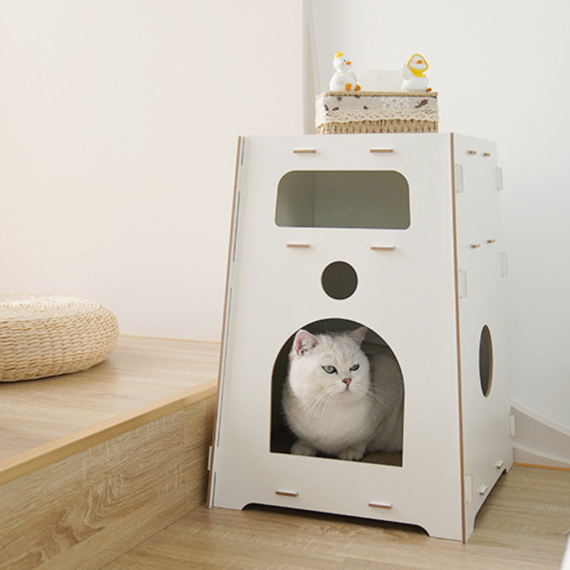 Modern Minimalist Trapezoidal Medium Density Fiberboard Cat Bed 2-Tier For Living Room