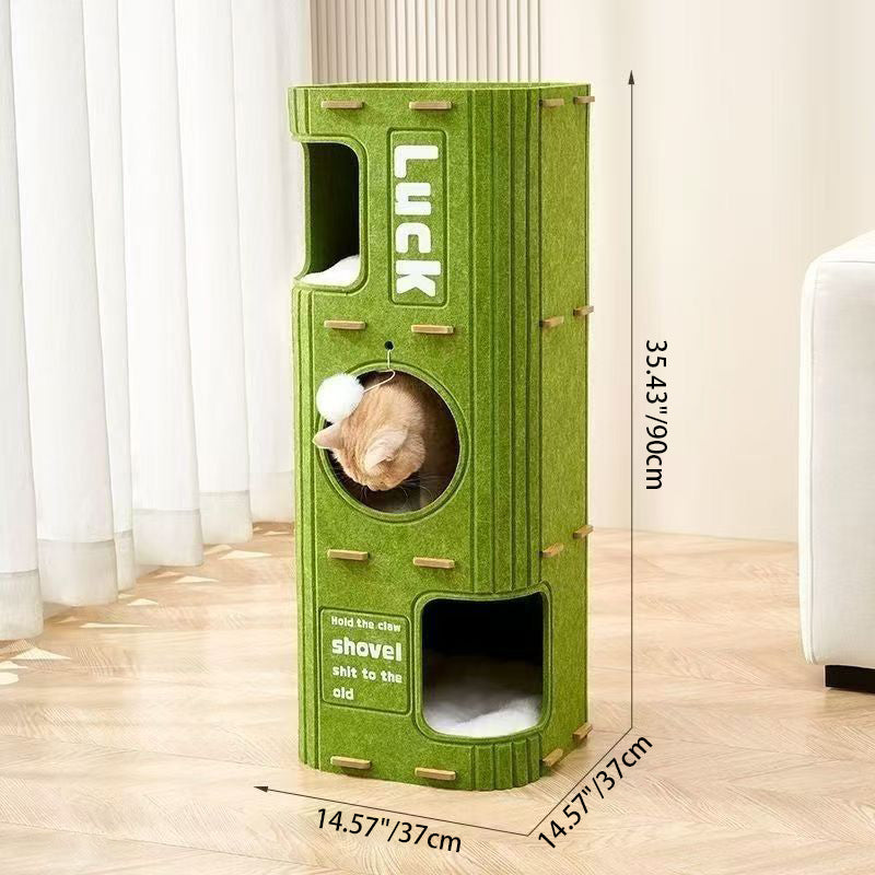 Contemporary Creative Cylindrical Container Felt Pet Bed Cat Tree 2/3 Tier For Bedroom & Living Room