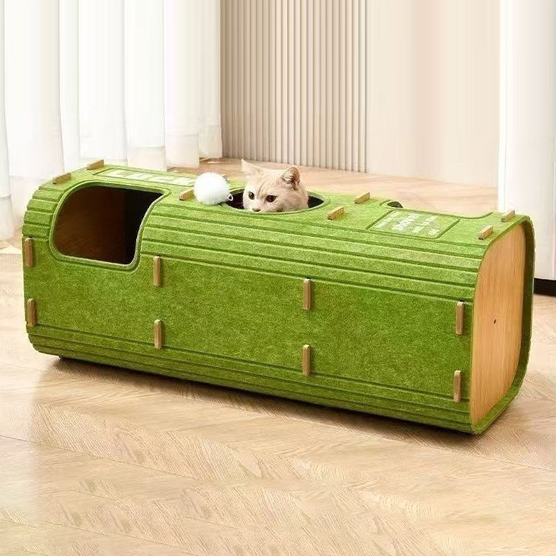 Contemporary Creative Cylindrical Container Felt Pet Bed Cat Tree 2/3 Tier For Bedroom & Living Room