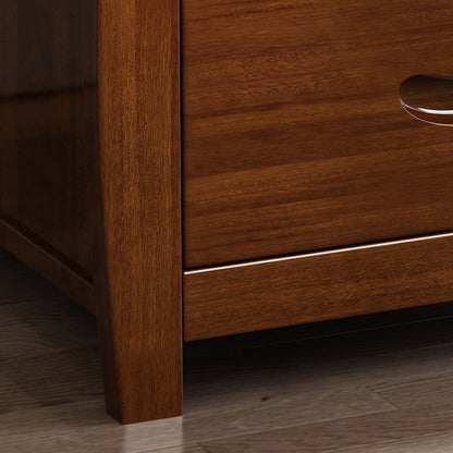 Traditional Chinese Rectangular Solid Walnut Medium Density Fiberboard Nightstand 2-Drawer For Bedroom