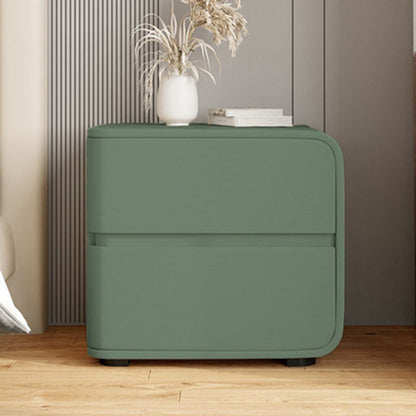 Modern Minimalist Rectangular Pine Solid Wood Microfiber Leather Carbon Steel Nightstand 2-Drawer For Bedroom