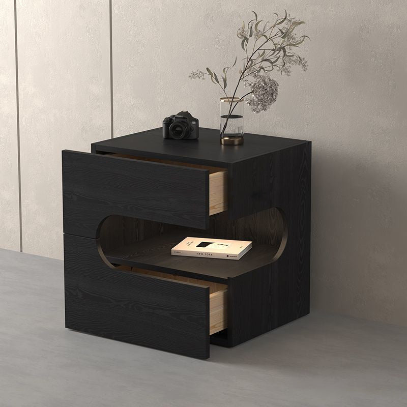 Modern Minimalist Rectangular Particle Board Multi-Layer Plywood Nightstand 2-Tier For Bedroom