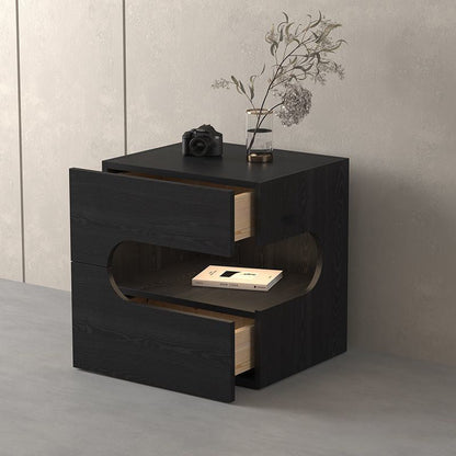 Modern Minimalist Rectangular Particle Board Multi-Layer Plywood Nightstand 2-Tier For Bedroom