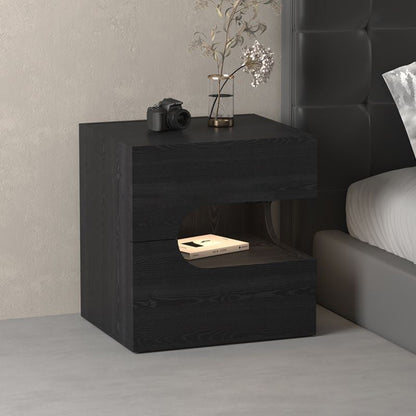 Modern Minimalist Rectangular Particle Board Multi-Layer Plywood Nightstand 2-Tier For Bedroom
