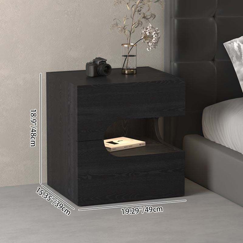 Modern Minimalist Rectangular Particle Board Multi-Layer Plywood Nightstand 2-Tier For Bedroom